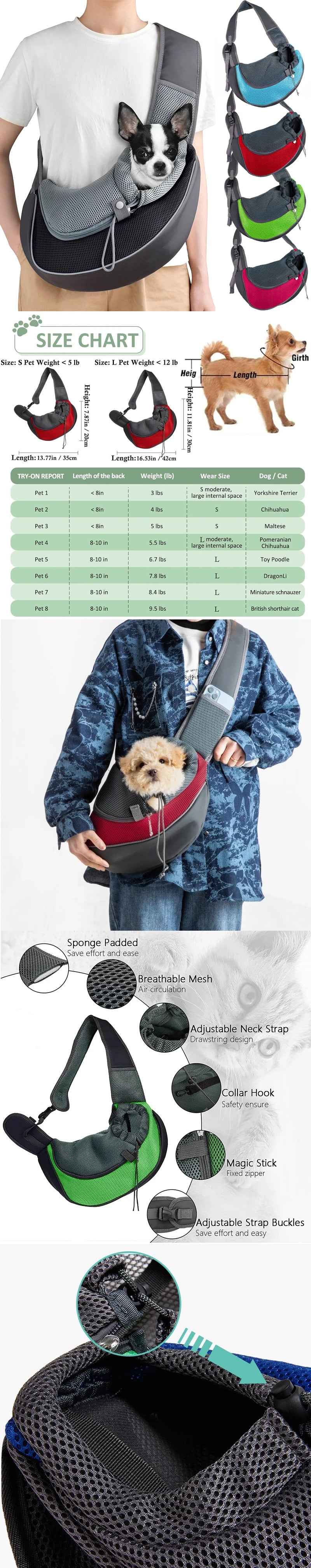 Pet Carrier Sling – Breathable Shoulder Bag for Small Dogs & Cats