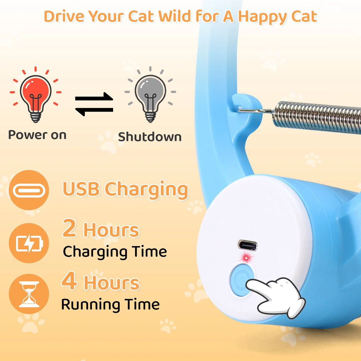Automatic Interactive Cat Toy – Rechargeable Fluttering Feather Wand