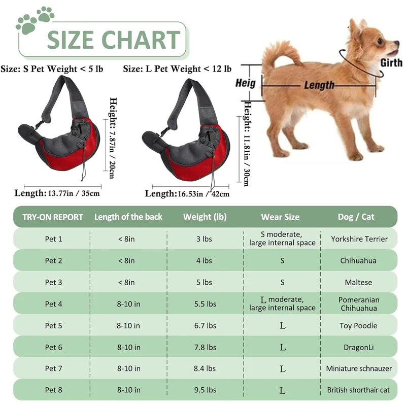 Pet Carrier Sling – Breathable Shoulder Bag for Small Dogs & Cats