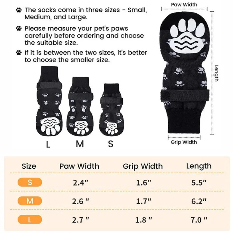 Dog Socks with Straps – Anti Slip Paw Protector for Indoor Floors
