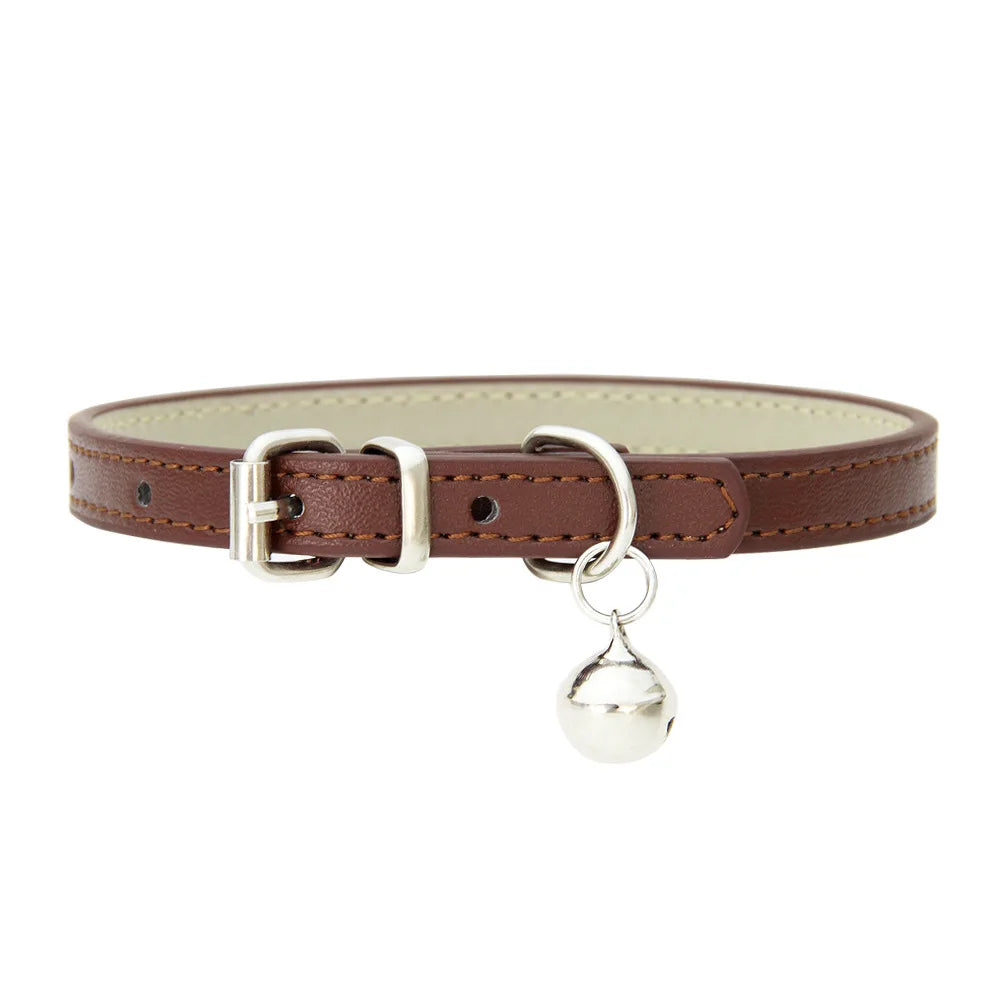 Cat Collar – Adjustable PU Leather Padded Collar with Metal Buckle