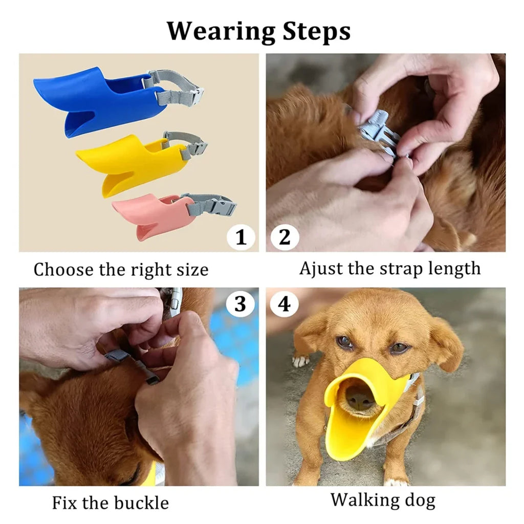 Dog Muzzle Silicone Duckbill Adjustable Mouth Cover