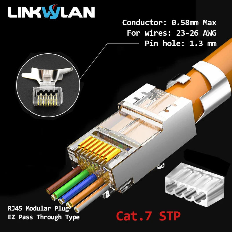 RJ45 Pass-Through Connector – Cat5e/Cat6/Cat7 Modular Plug