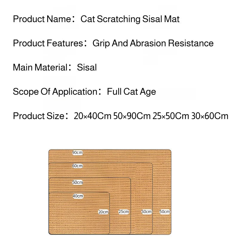 Multi-Function Cat Sisal Scratcher Pad, Sofa Protection Anti-Scratch Mat, No Lint Claw Grinding Pad for Cat Pet Daily Supplies