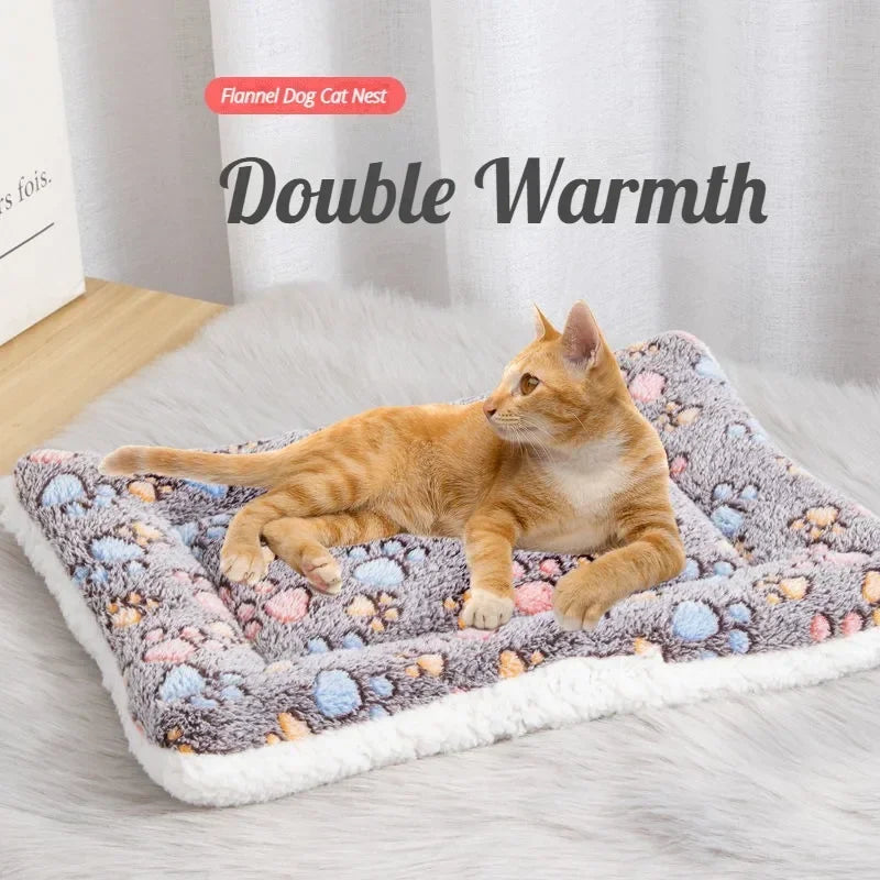 Cat Bed Mat – Double-Sided Plush Washable Bed for Cats & Small Dogs