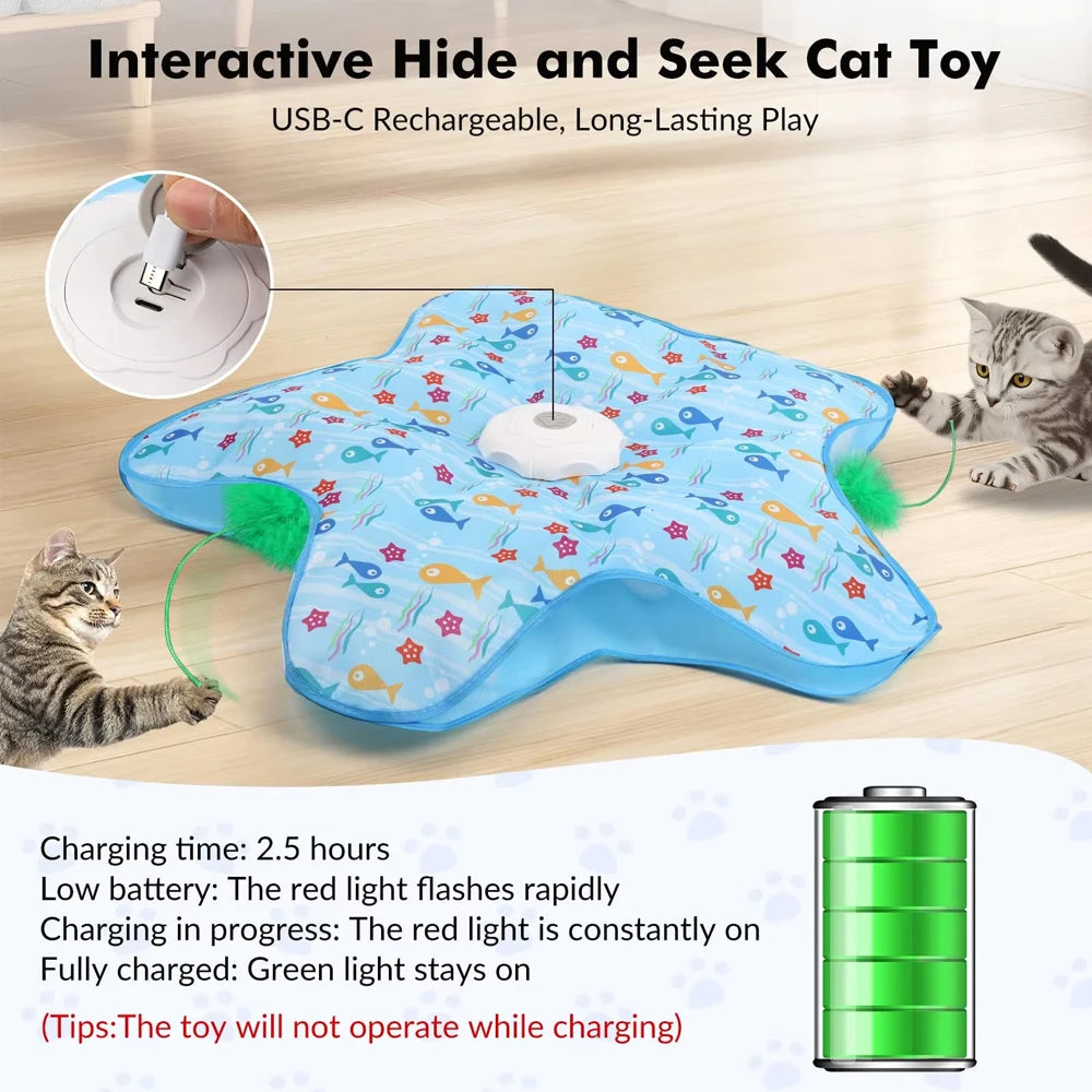 Interactive Cat Hide and Seek Toy – Motion Activated Feather Teaser