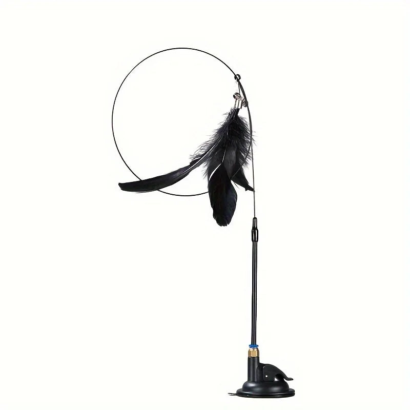 Interactive Cat Toy with Bell, Feather Wand & Suction Cup