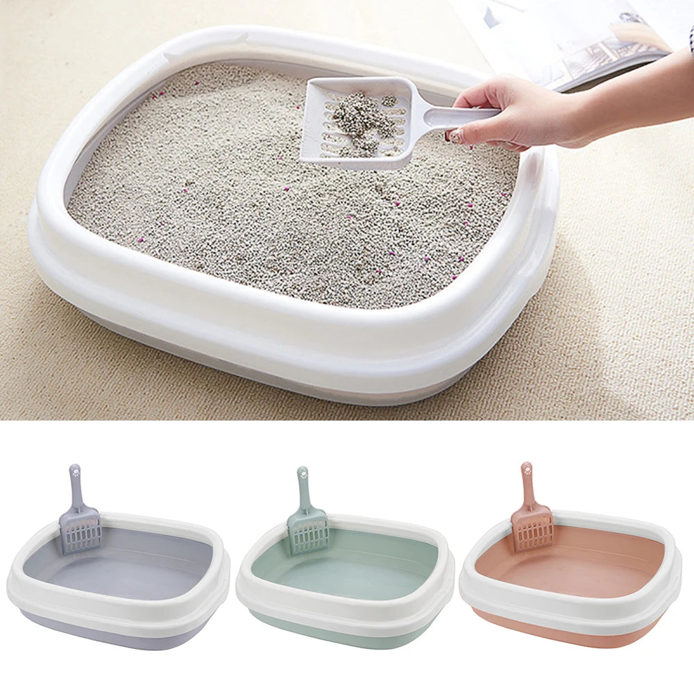 Cat Litter Box – Semi-Closed Toilet Tray with Scoop