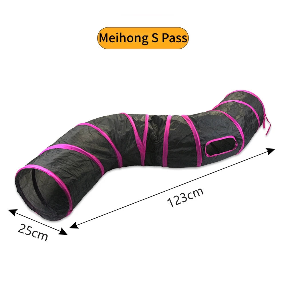 Cat Tunnel Toy – Foldable S-Shape Interactive Tunnel for Indoor Cats