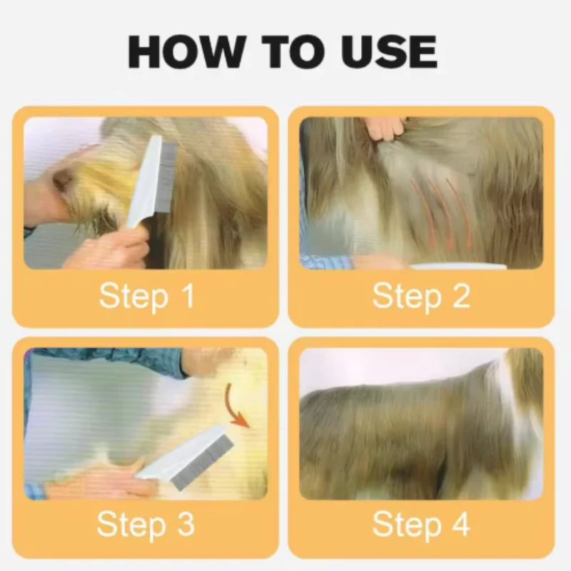 Flea Comb for Dogs Stainless Steel Pet Hair Grooming Brush