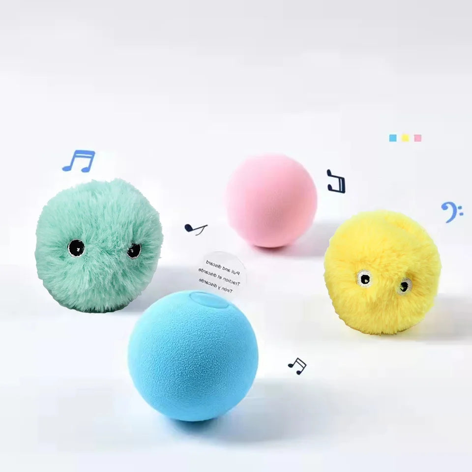 Interactive Cat Ball Toy with Touch Sounds and Catnip Compartment