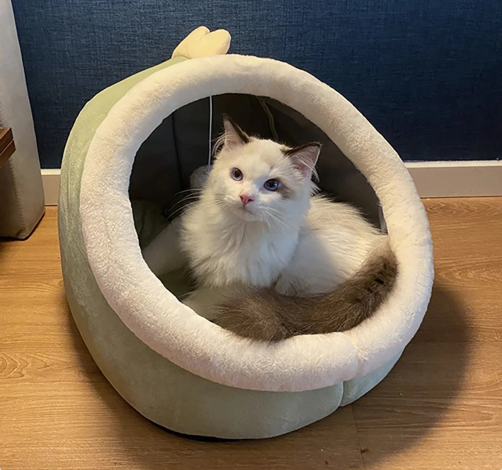 Enclosed Cat Bed, Foldable Washable Sleeping Cave for Small Pets