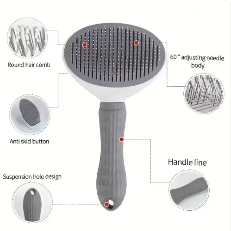 Dog Grooming Brush Self Cleaning Pet Hair Removal Comb