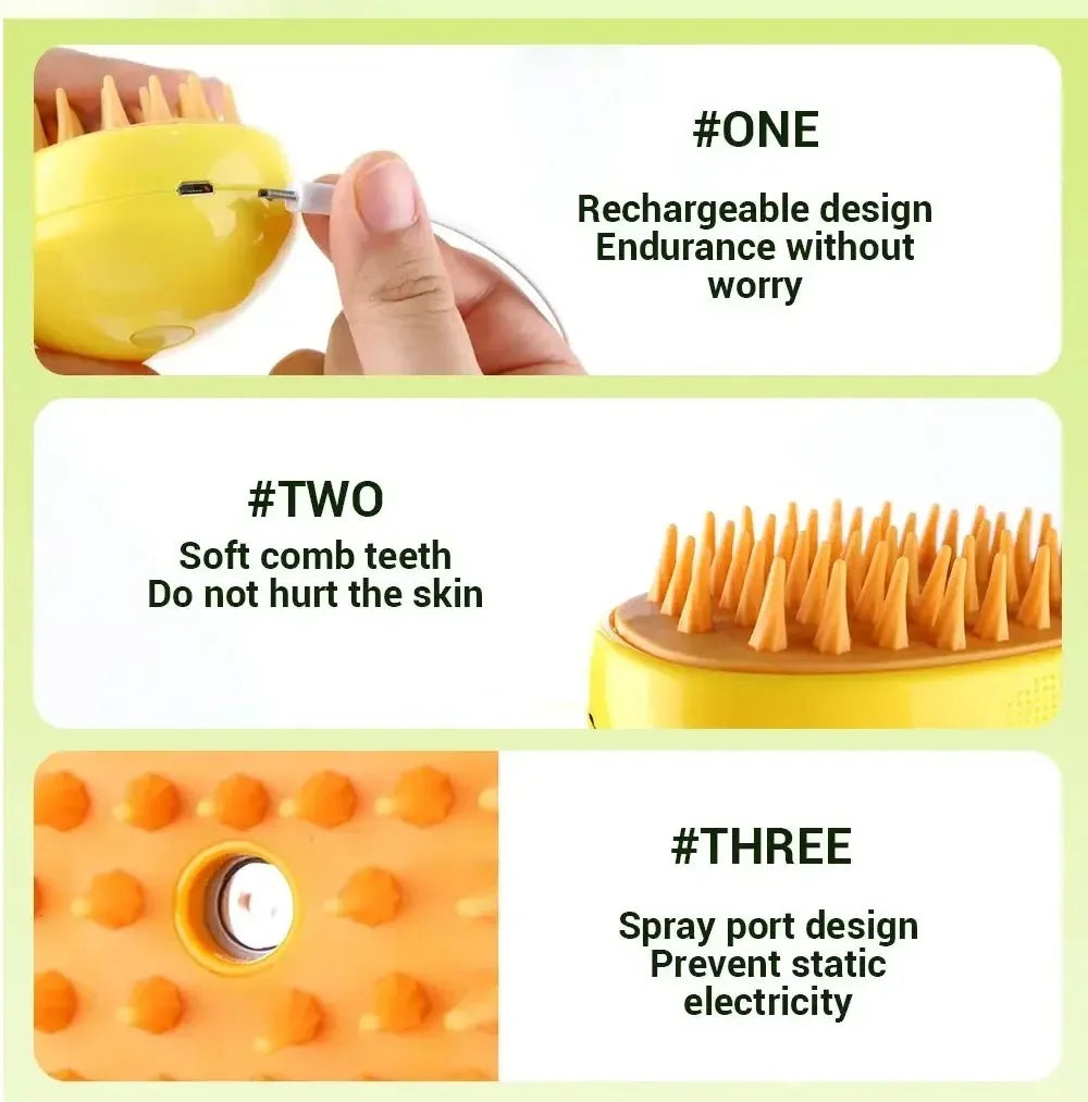 Cat Steam Brush – Electric Grooming, Massage & Deshedding Tool