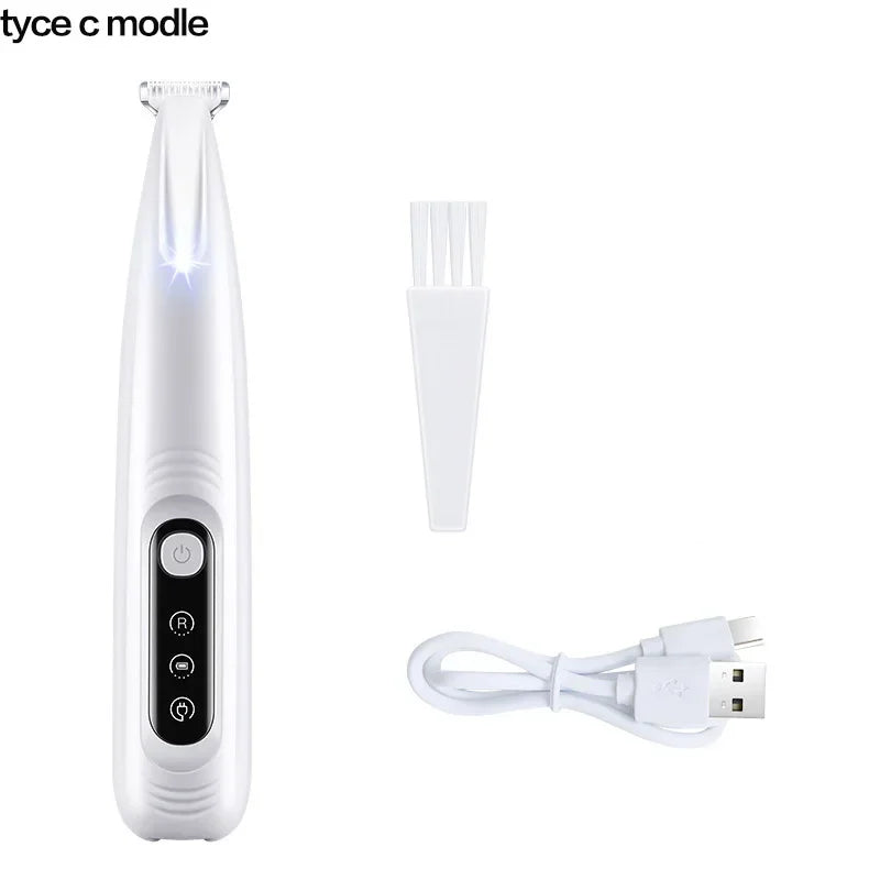 Dog Paw Trimmer with LED Light – Waterproof Rechargeable Dog Clipper