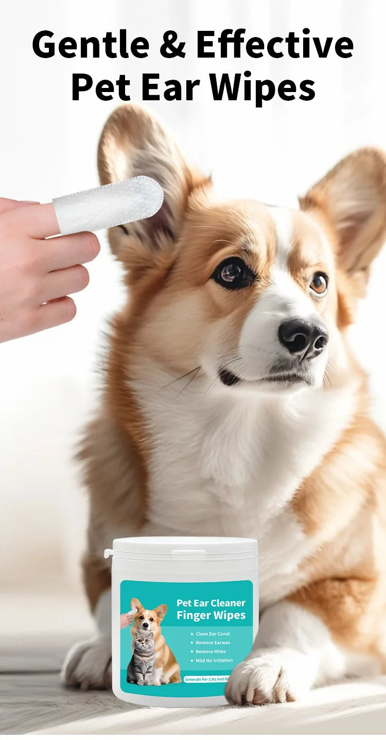 Dog Ear Cleaning Wipes, Cat Ear Care Wipes for Pet Grooming