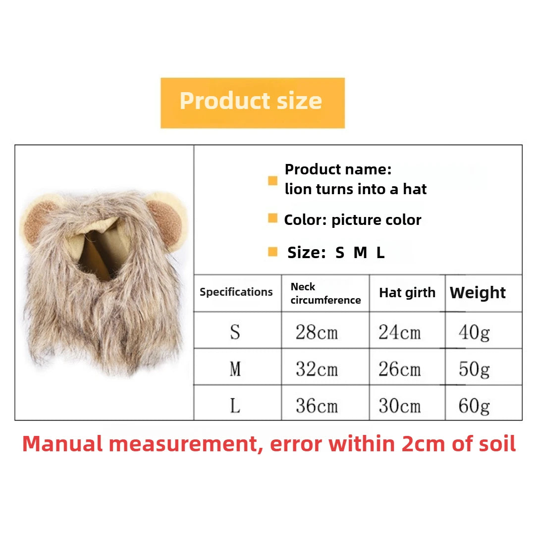 Lion Mane Dog Costume – Washable Pet Costume Wig