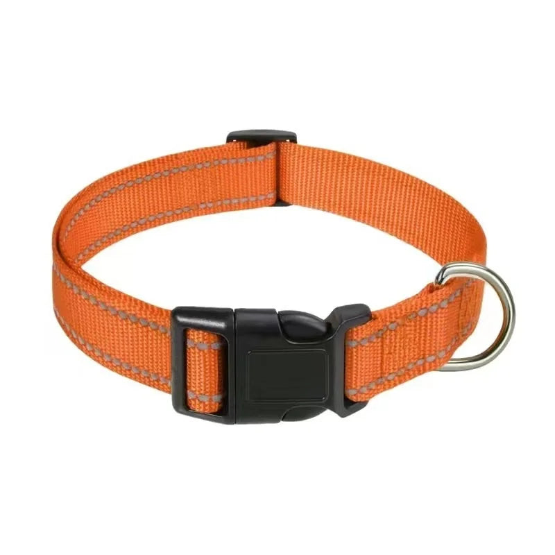 Reflective Dog Collar, Adjustable Nylon Safety Collar for Small & Medium Dogs