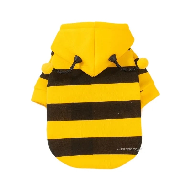 Dog Bee Costume with Hoodie, Warm Pet Outfit for Dogs & Cats