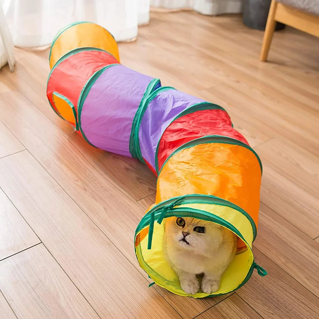 Cat Tunnel Foldable Interactive Play Tunnel for Indoor Cats & Kittens