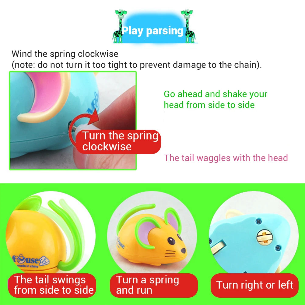 Wind Up Rat Toy – Cartoon Clockwork Mouse Toy for Kids & Gifts