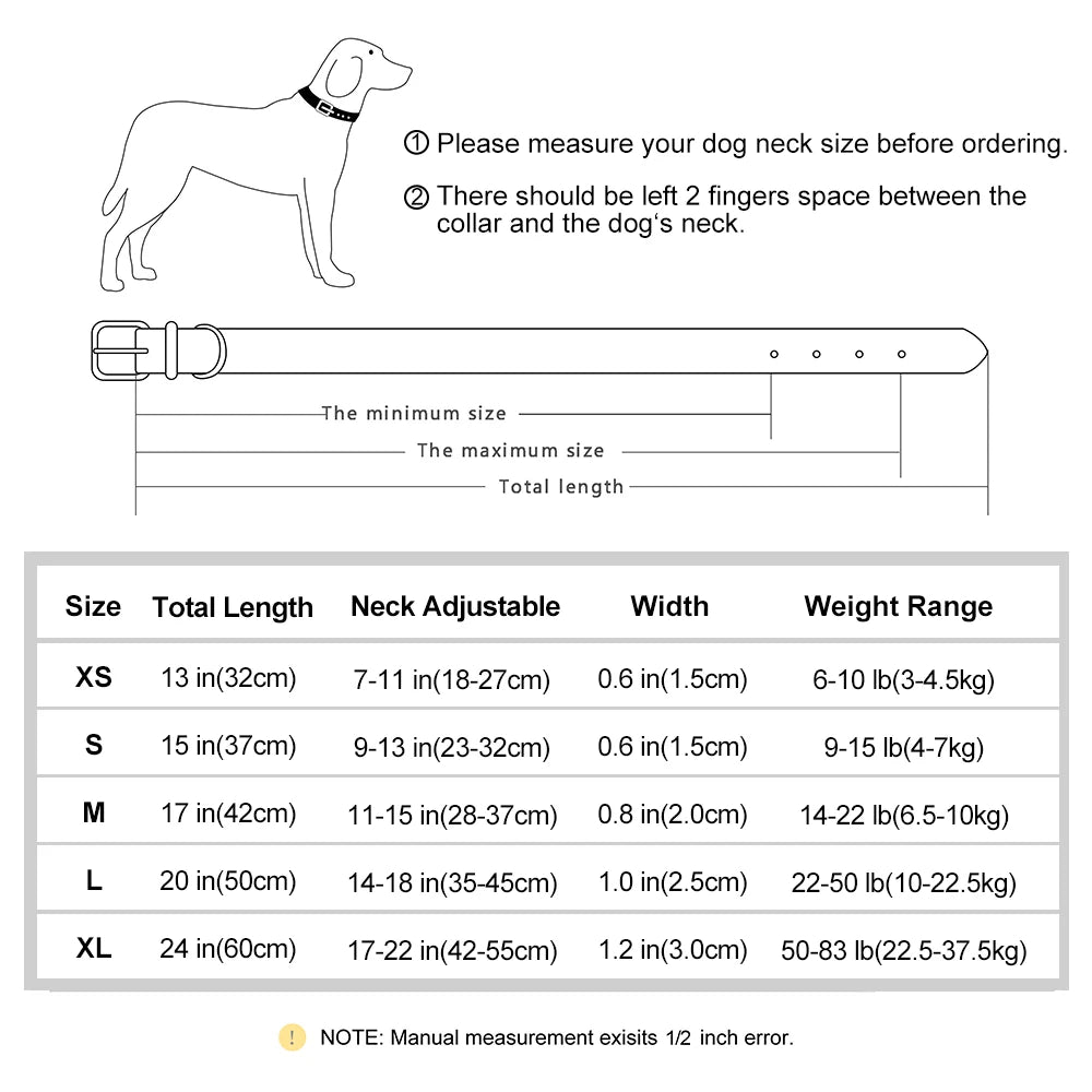 Personalized Dog Collar, Adjustable Padded PU Leather Collar