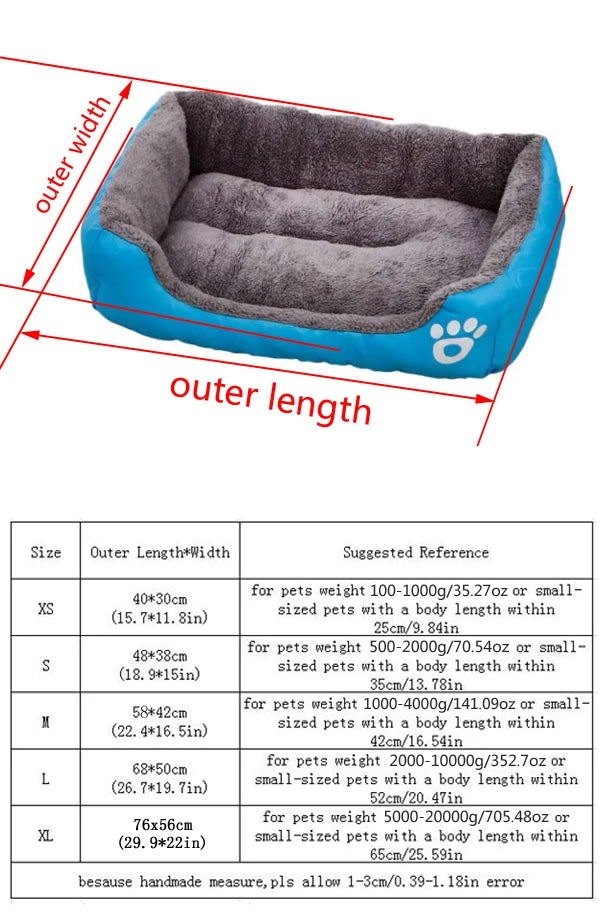 Large Dog Bed – Warm Square Pet Nest for Dogs & Cats