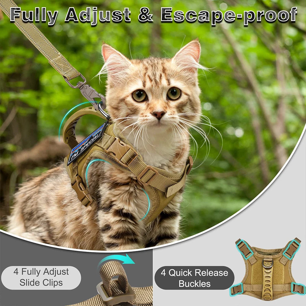 Tactical Cat Harness – Adjustable Soft Mesh Pet Vest