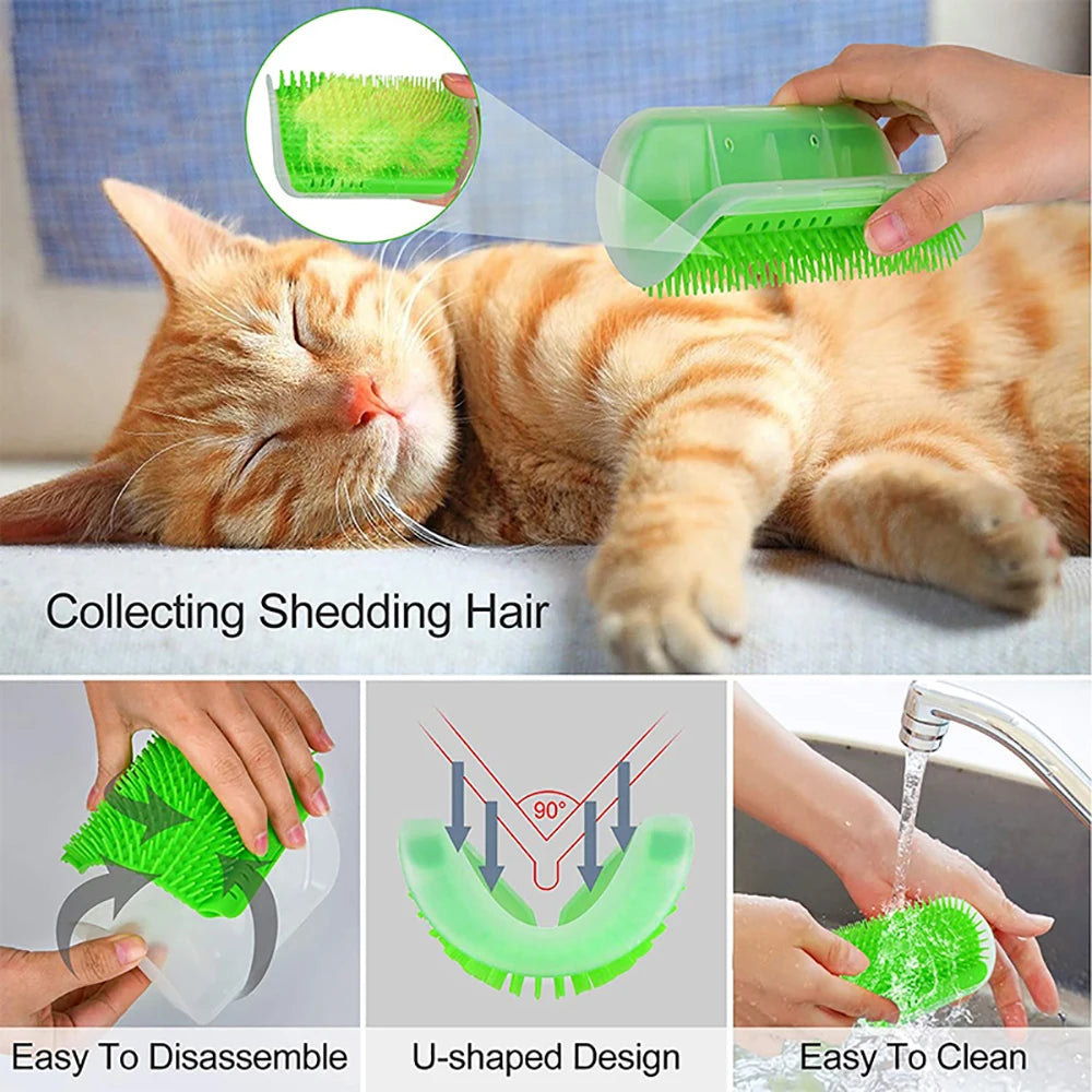 Cat Corner Brush Self Grooming Hair Removal & Massage Scratcher