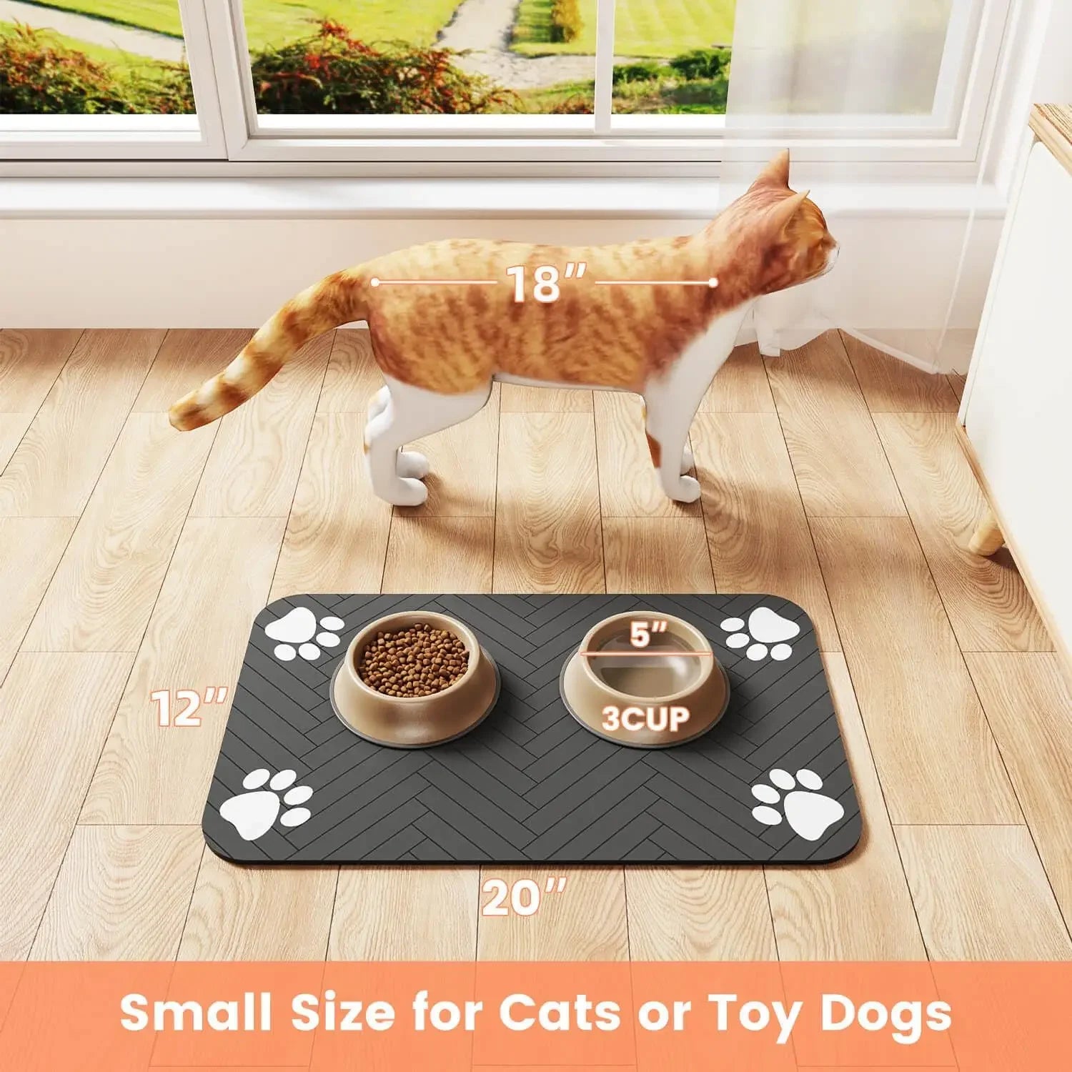 Pet Feeding Mat, Absorbent Waterproof Bowl Mat for Dogs & Cats