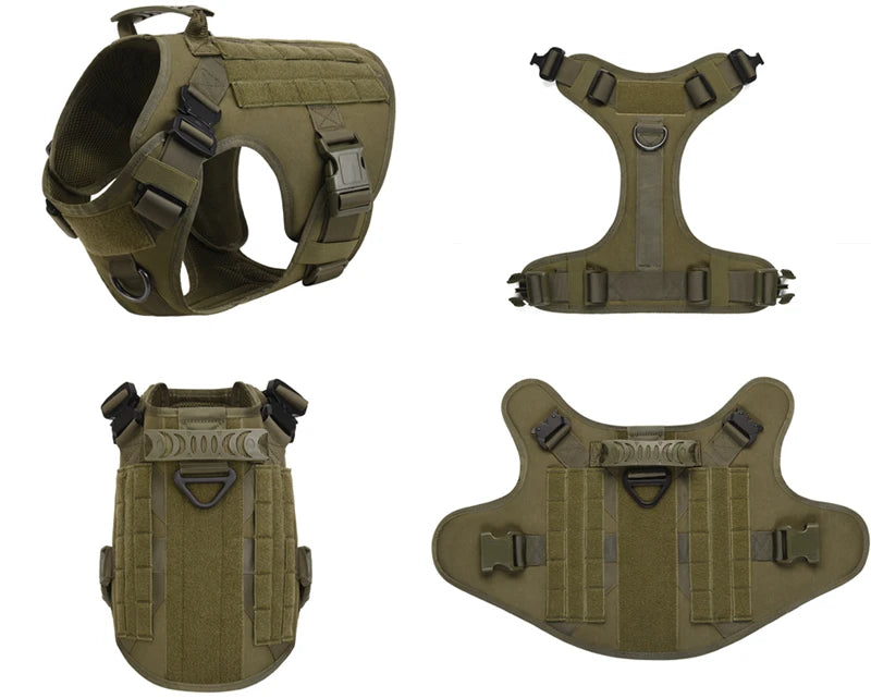 Tactical Dog Harness – 1000D Nylon Vest With Leash Set