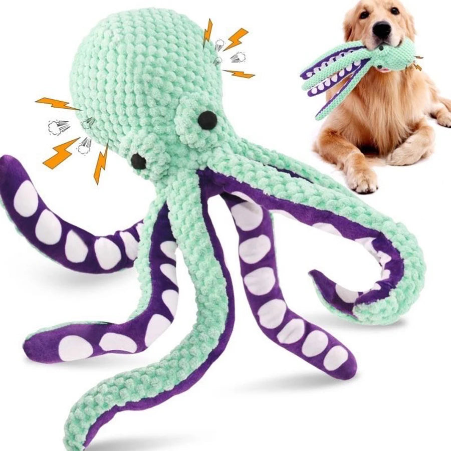 Plush Dog Toy – Octopus Squeaky Interactive Companion