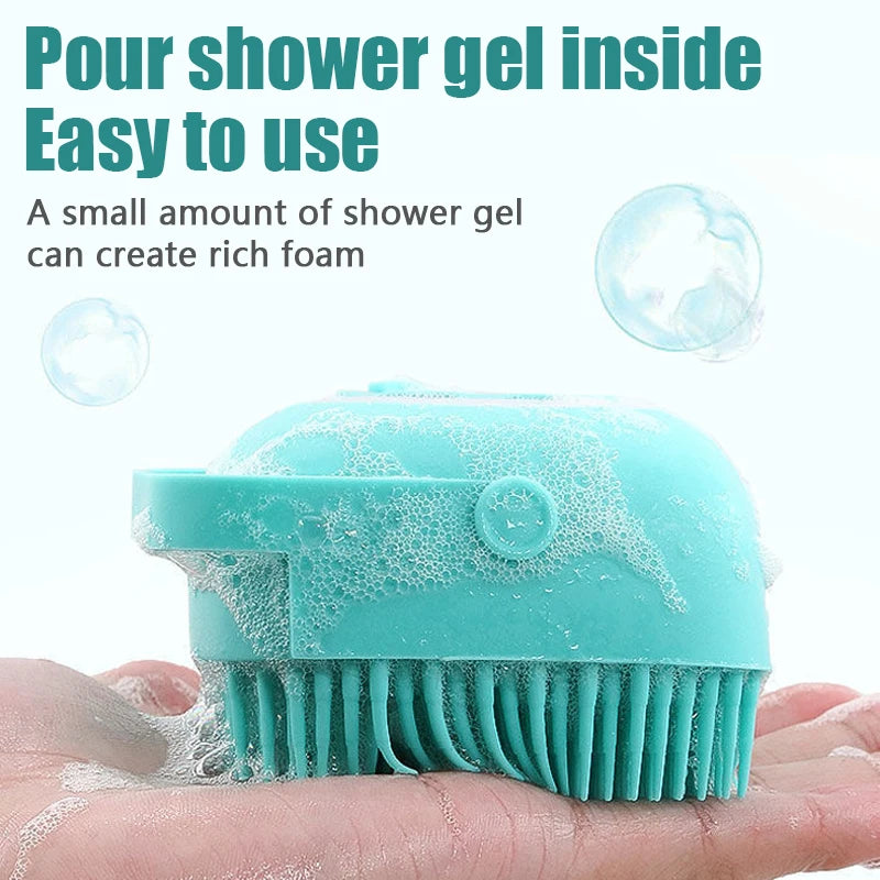 Dog Bathing Brush – Silicone Shampoo Dispenser & Massage Tool
