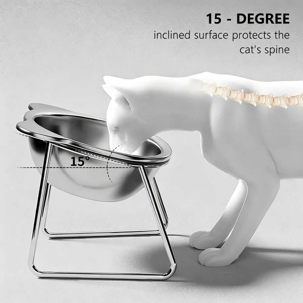 Elevated Cat Bowl – 15° Raised Stainless Steel Feeder