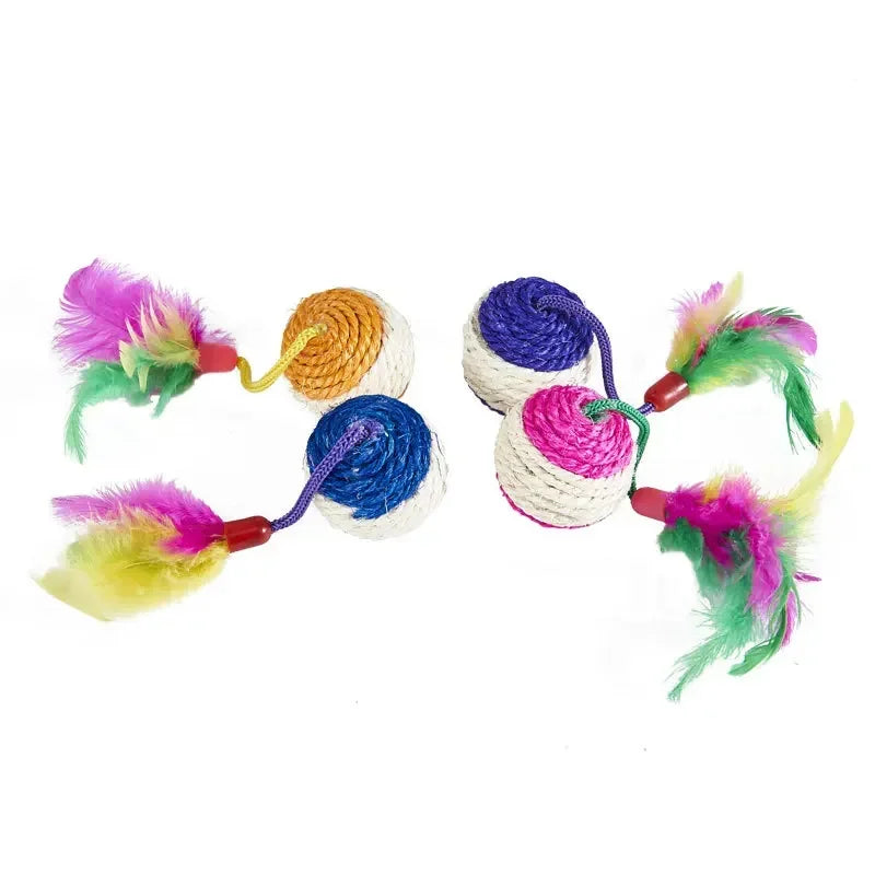 Cat Scratching Ball – Sisal Interactive Cat Toy with Feather