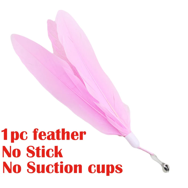 Interactive Cat Toy – Feather Teaser Wand with Suction Cup