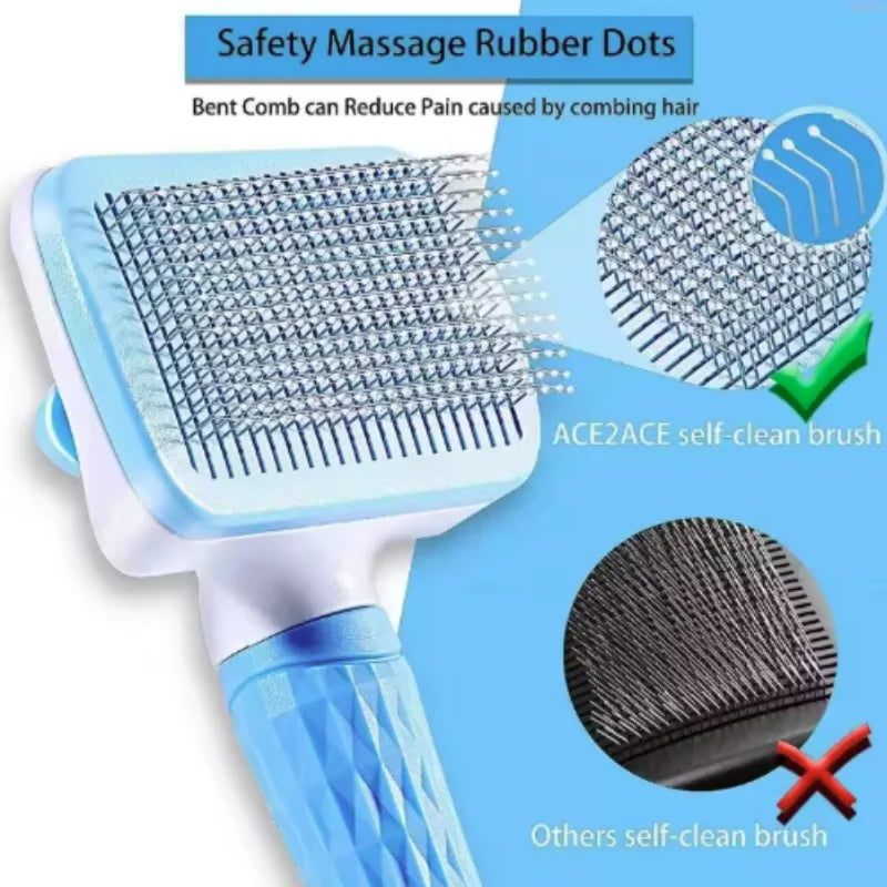 Dog Grooming Brush Self Cleaning Pet Hair Removal Comb