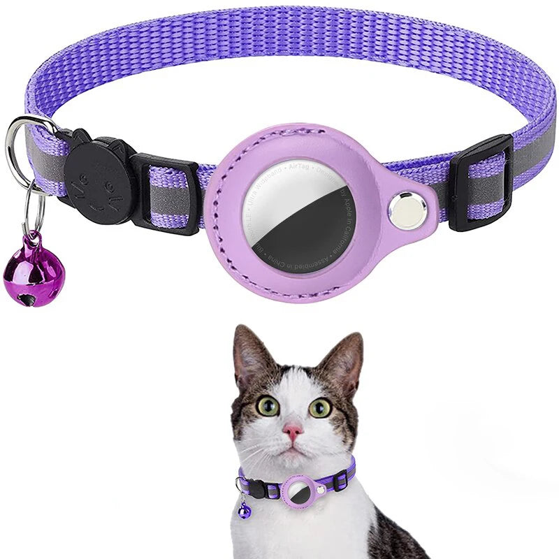 AirTag Cat Collar with Reflective Holder, Bell & Adjustable Fit