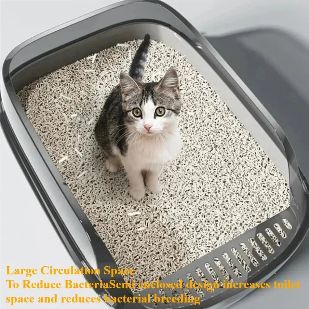Enclosed Cat Litter Box – High-Sided Splashproof Tray