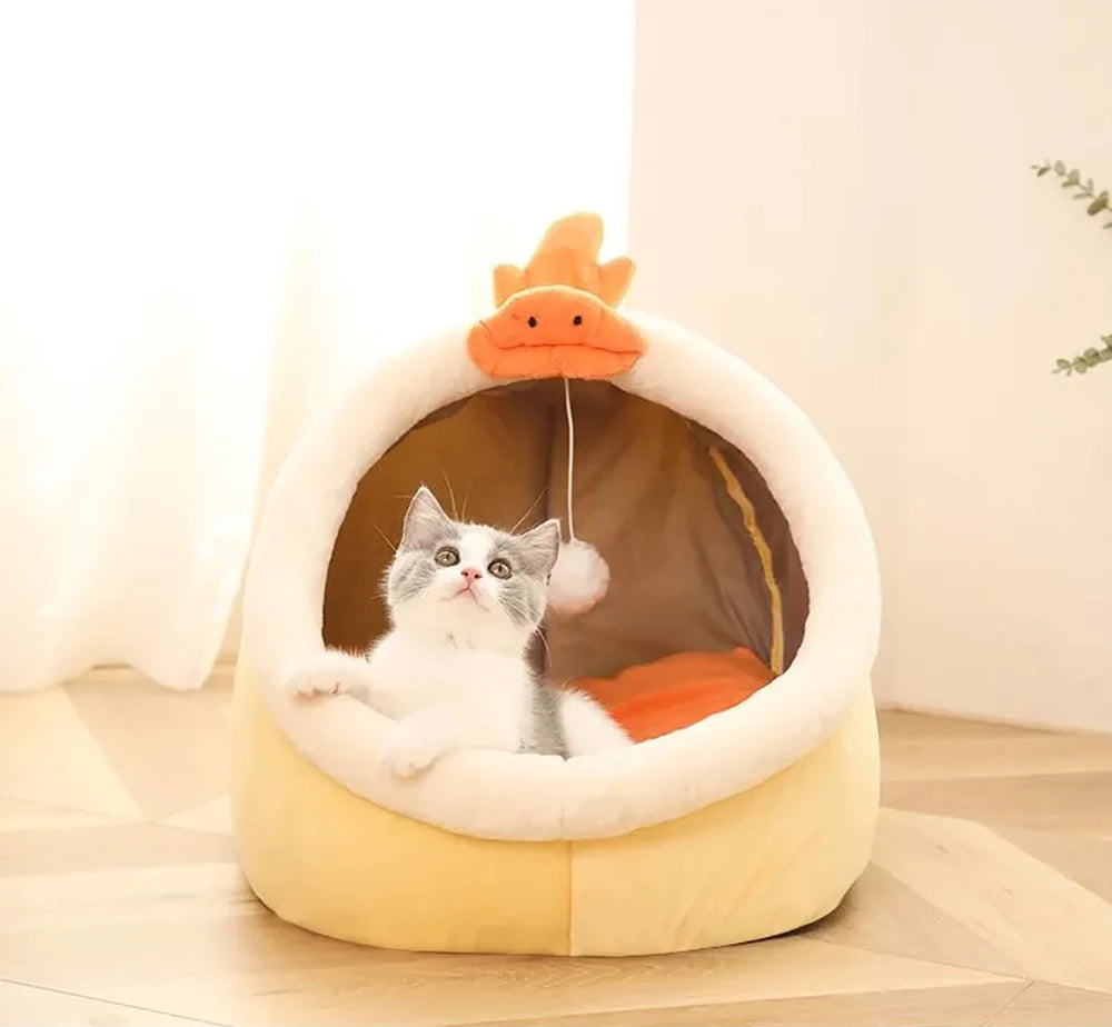 Enclosed Cat Bed, Foldable Washable Sleeping Cave for Small Pets