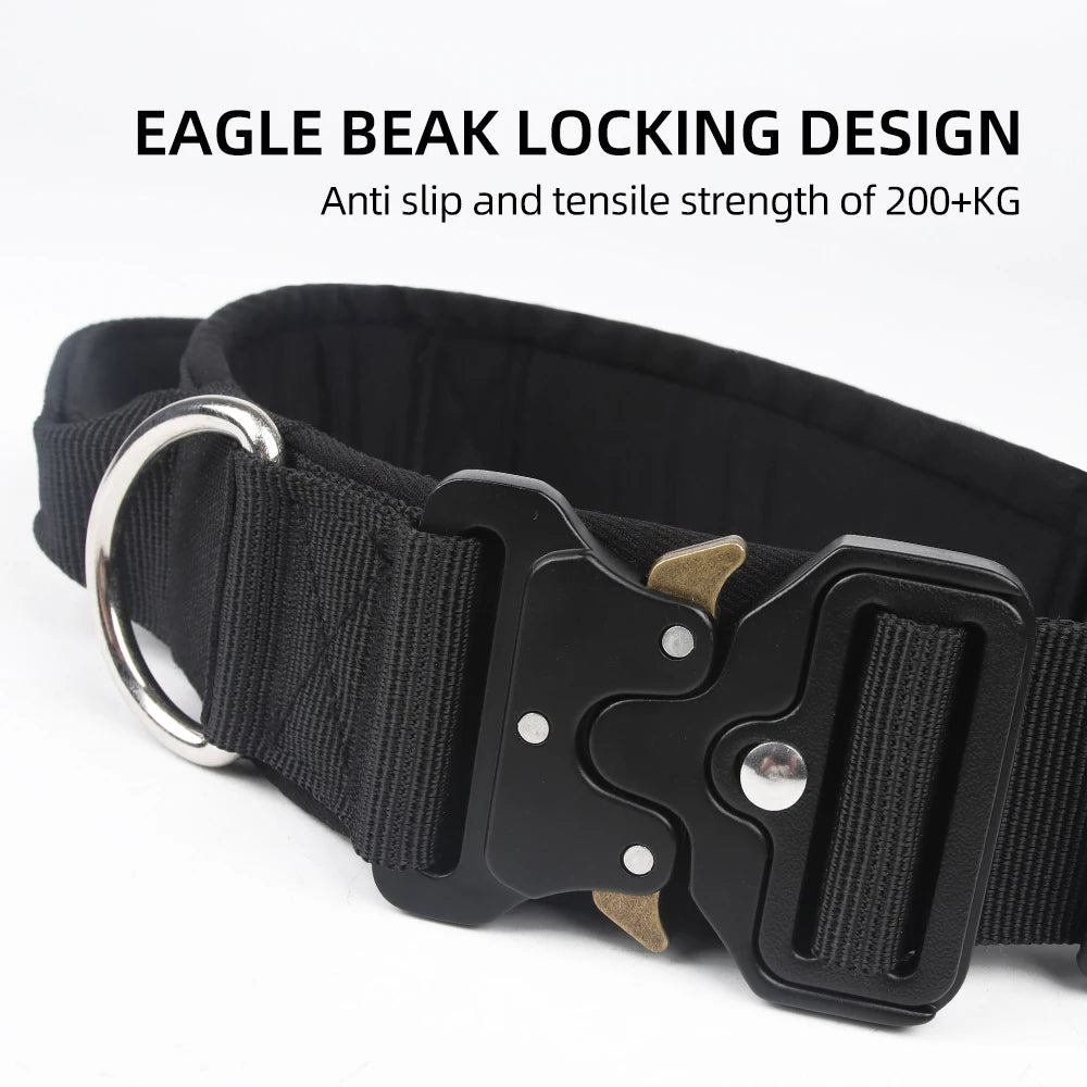 Tactical Dog Collar for Medium & Large Dogs, Padded Adjustable