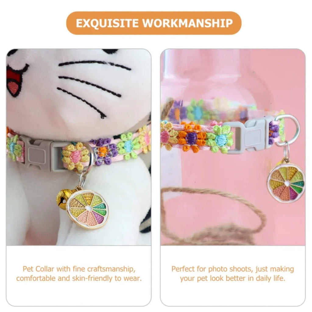 Embroidered Cat Collar with Bell – Breakaway Safety Buckle