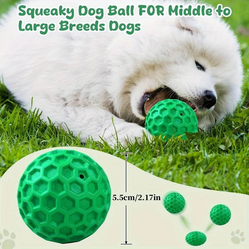Rubber Dog Chew Toy – Squeaky Hexagonal Chew Ball