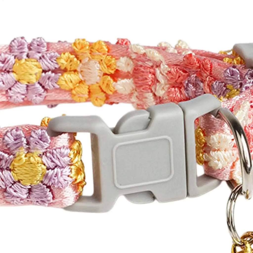 Embroidered Cat Collar with Bell – Breakaway Safety Buckle