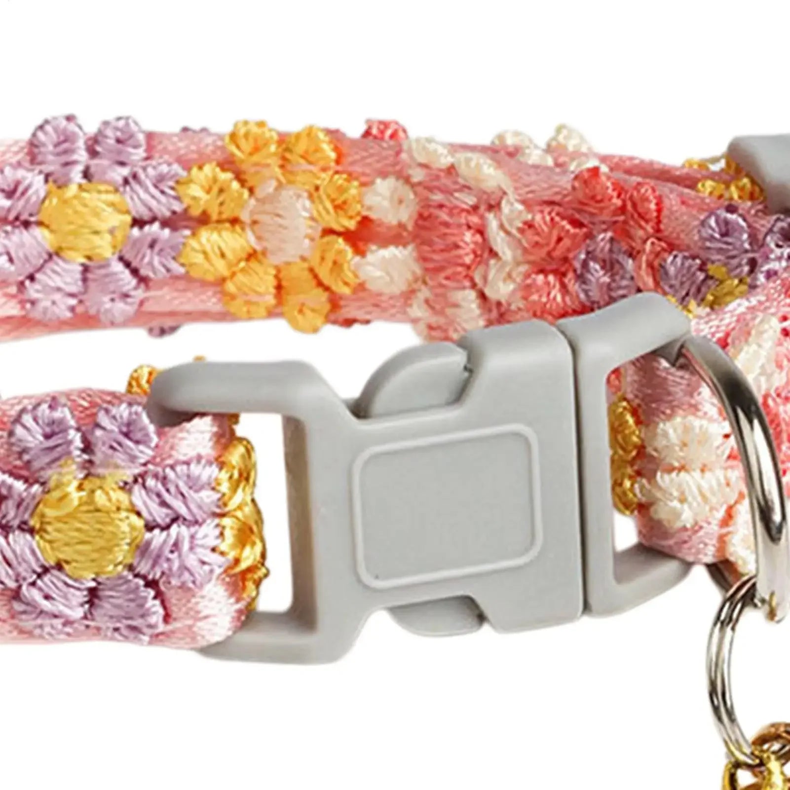 Cat Collar – Cherry Blossom Embroidery with Bell & Breakaway Buckle