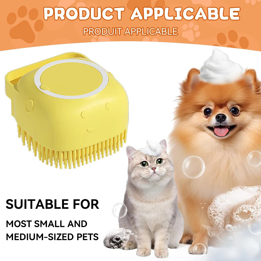 Dog Bath Brush Silicone Shampoo Dispenser Massage Scrubber