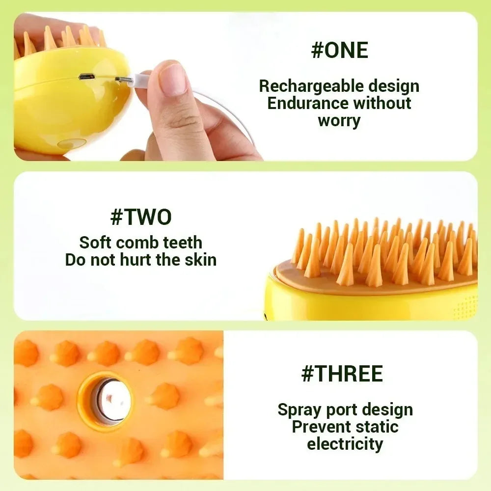 Cat Steam Brush – Electric Grooming, Massage & Deshedding Tool