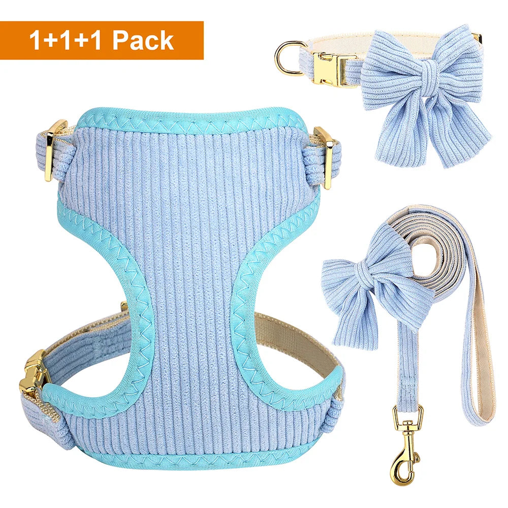 Dog Harness Leash Set, Soft Adjustable Harness & Collar for Small Dogs