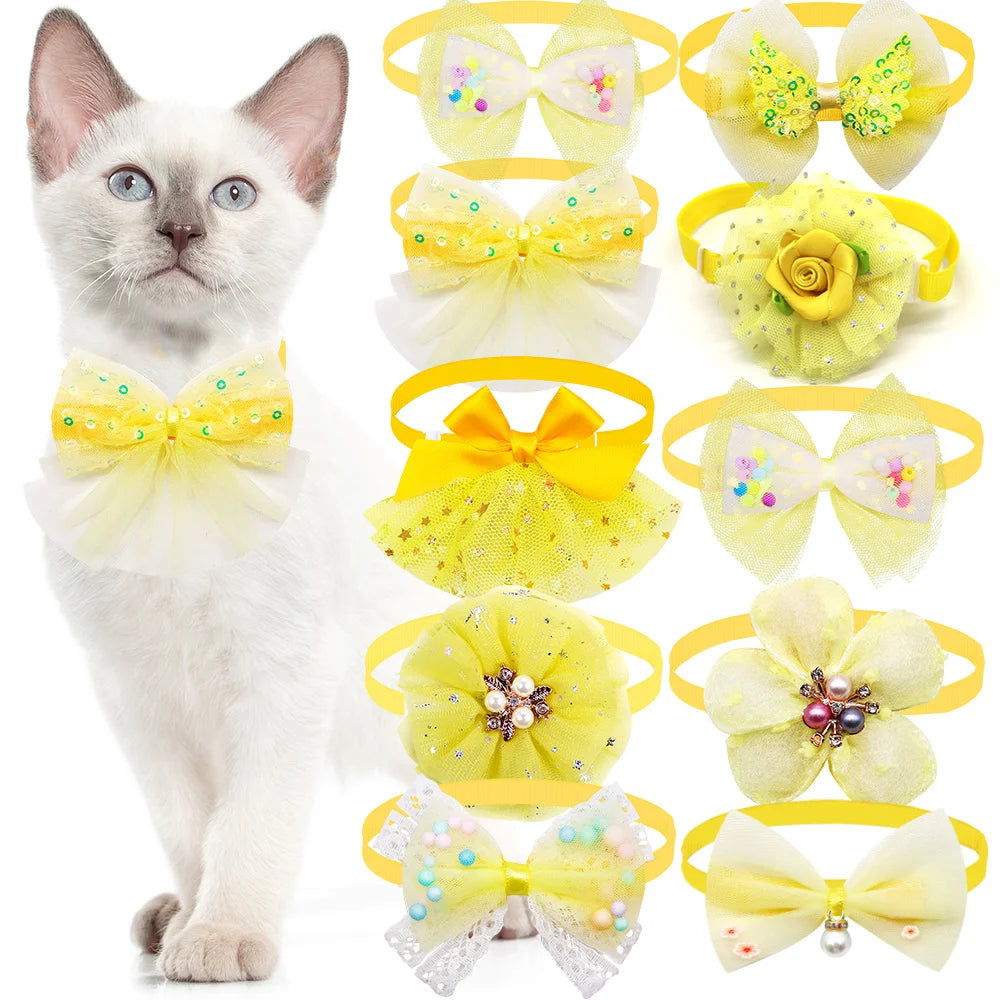 Pet Bow Collar Adjustable Lace Dog & Cat Necktie Set