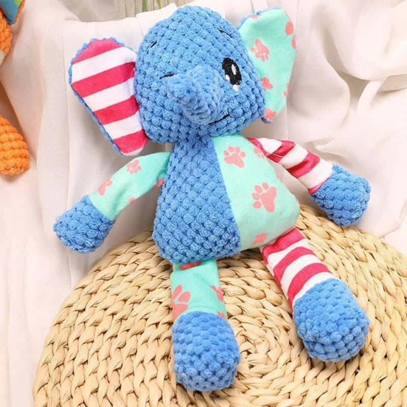 Plush Squeaky Dog Toy – Elephant, Fox & Puppy Designs